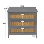 3 Drawer Cabinet,Natural rattan,American Furniture,Suitable for bedroom, living room, study - Groovy Boardz