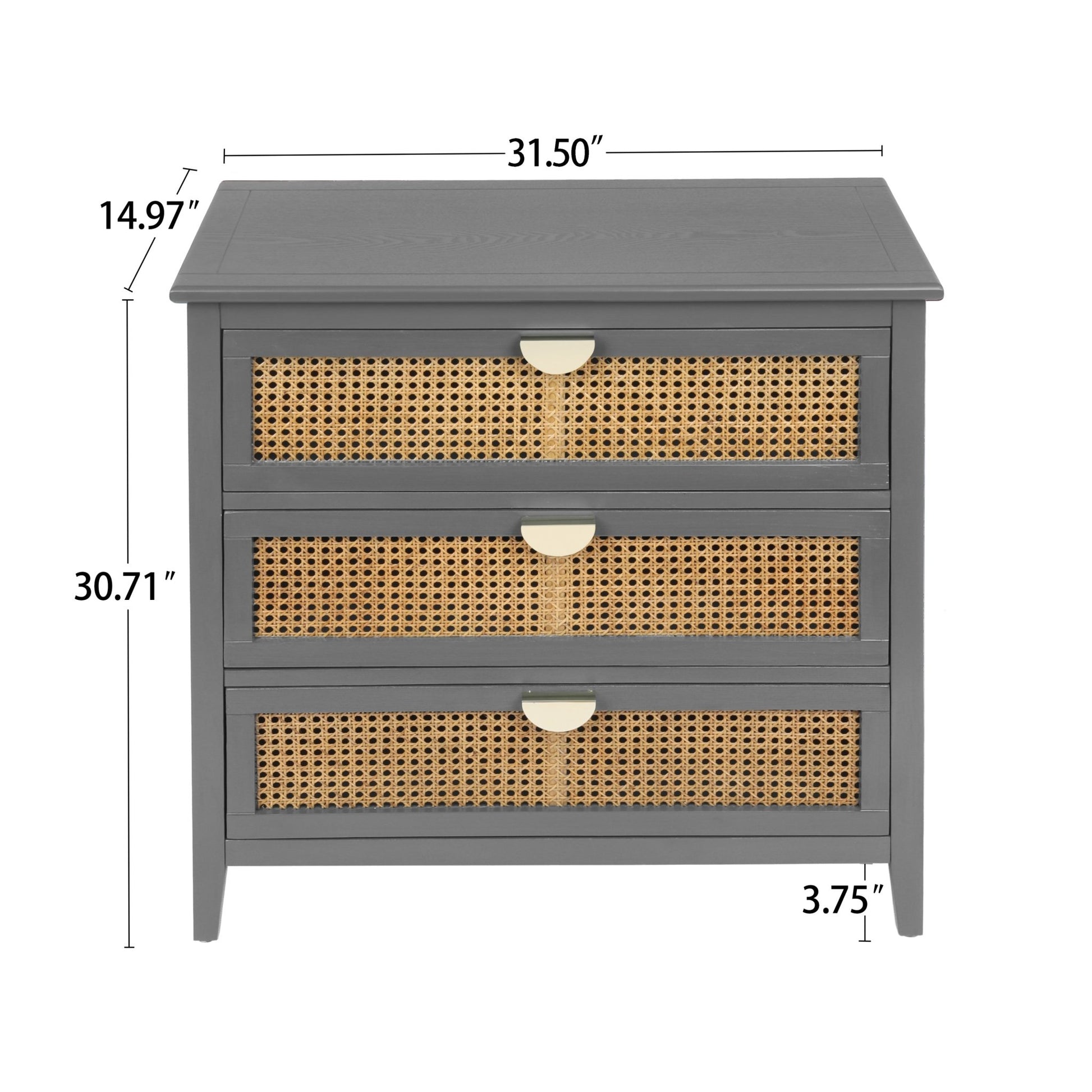 3 Drawer Cabinet,Natural rattan,American Furniture,Suitable for bedroom, living room, study - Groovy Boardz