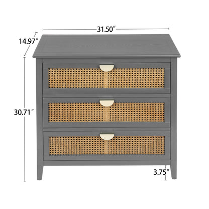 3 Drawer Cabinet,Natural rattan,American Furniture,Suitable for bedroom, living room, study - Groovy Boardz