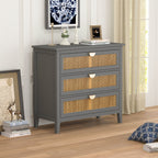 3 Drawer Cabinet,Natural rattan,American Furniture,Suitable for bedroom, living room, study - Groovy Boardz