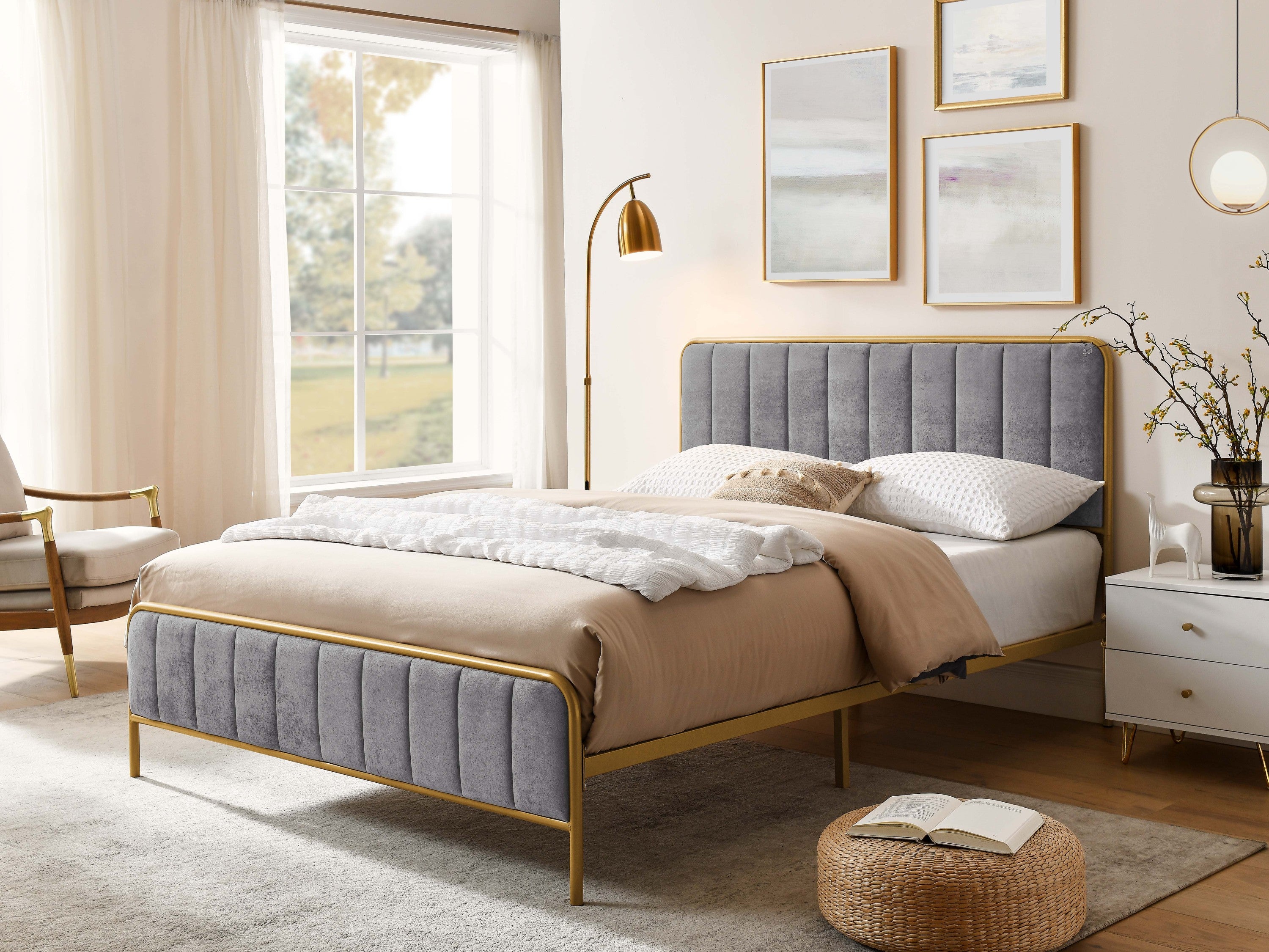 Ashley Upholstered Queen Bed Frame