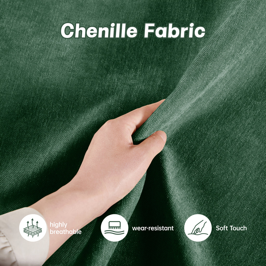 L-Shaped 3 Seater Sectional Sofa Couch,3-seat Sofa with 1 Movable Ottoman, t, Comfortable, Wide and Deep Seat, Chenille Green