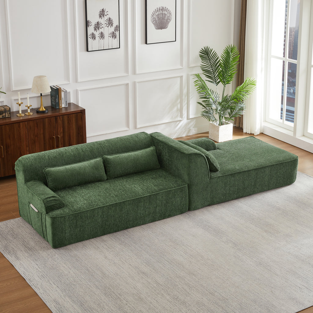 Chenille L-Shape Luxury Sectional Oversized Sofa,Mnimalist Design,Comfy Sleeper Couch for Living Room,Apartment&Reception Spaces,No Assembly Required Sectional Sofa
