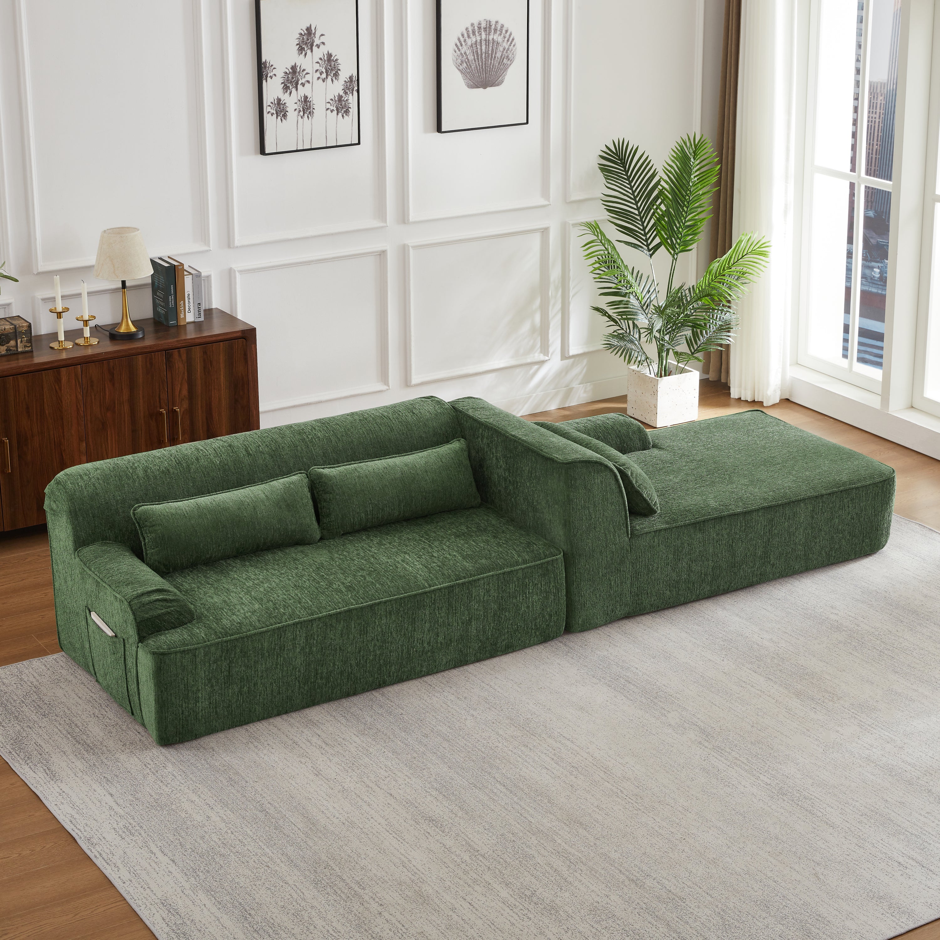 Chenille L-Shape Luxury Sectional Oversized Sofa,Mnimalist Design,Comfy Sleeper Couch for Living Room,Apartment&Reception Spaces,No Assembly Required Sectional Sofa