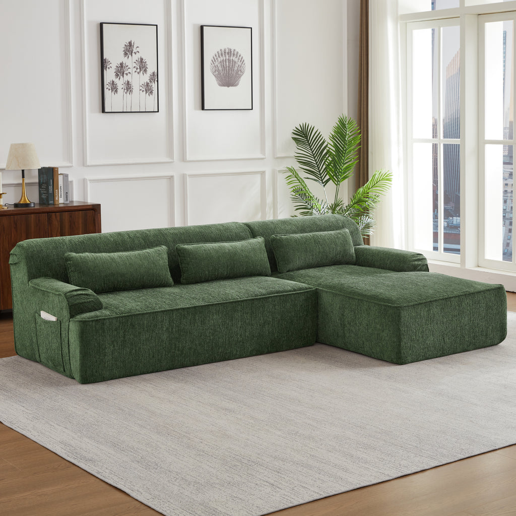 Chenille L-Shape Luxury Sectional Oversized Sofa,Mnimalist Design,Comfy Sleeper Couch for Living Room,Apartment&Reception Spaces,No Assembly Required Sectional Sofa