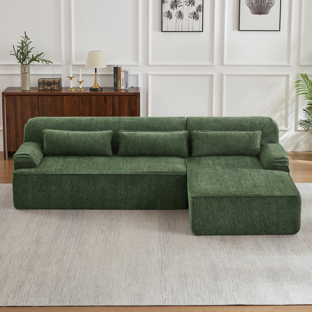 Chenille L-Shape Luxury Sectional Oversized Sofa,Mnimalist Design,Comfy Sleeper Couch for Living Room,Apartment&Reception Spaces,No Assembly Required Sectional Sofa