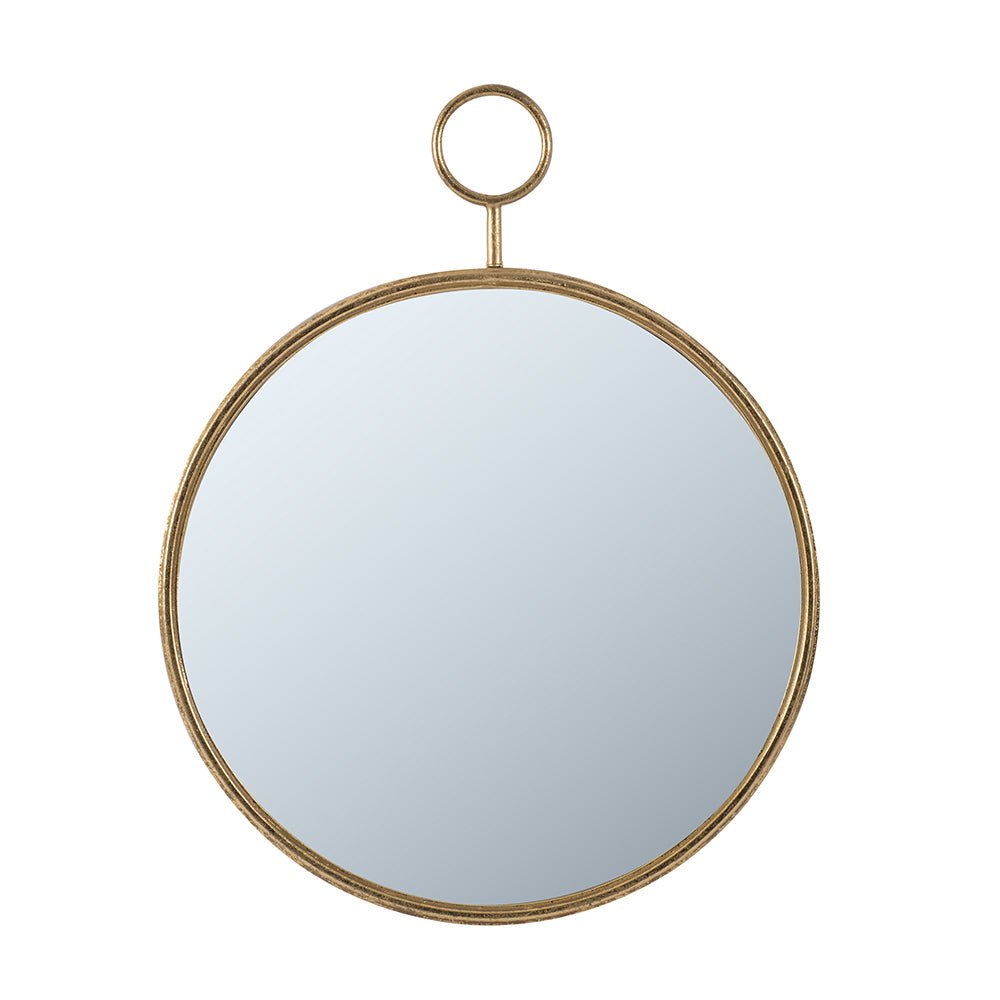 22" x 28" Circle Wall Mirror with Gold Iron Frame, Accent Mirror for Living Room, Entryway, Office - Groovy Boardz