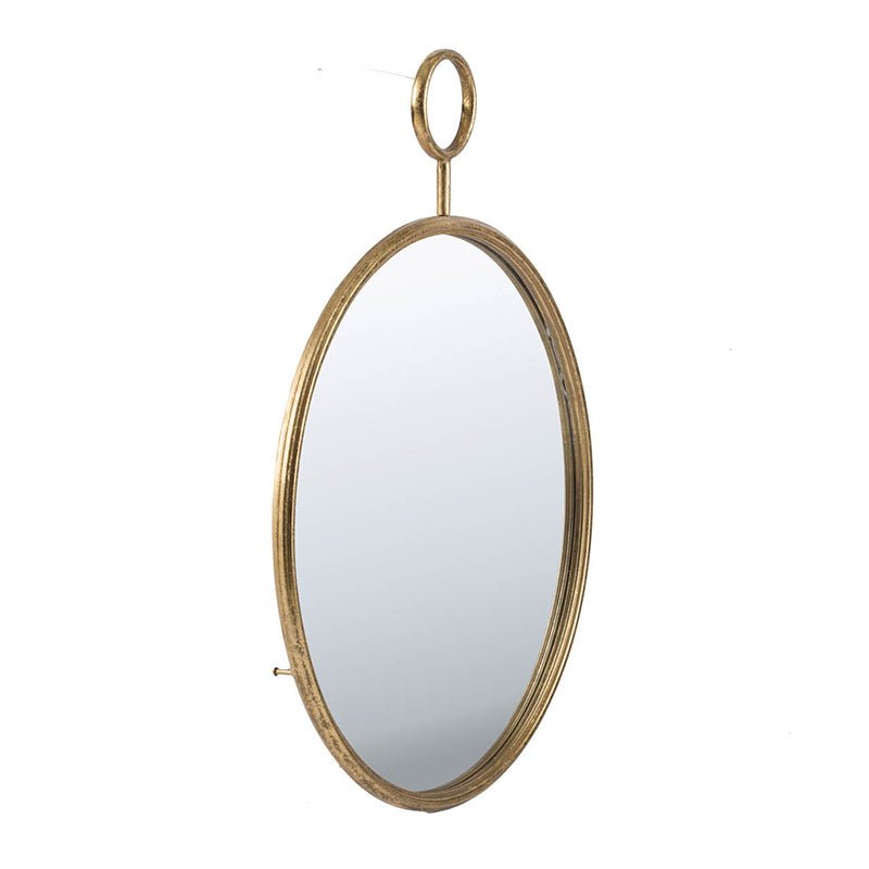22" x 28" Circle Wall Mirror with Gold Iron Frame, Accent Mirror for Living Room, Entryway, Office - Groovy Boardz