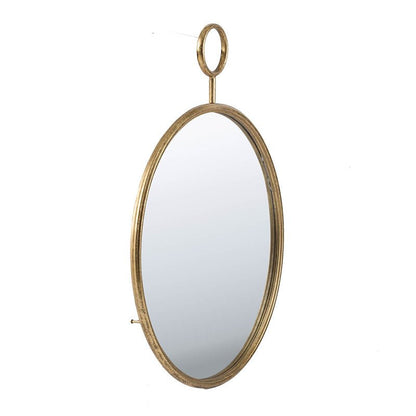 22" x 28" Circle Wall Mirror with Gold Iron Frame, Accent Mirror for Living Room, Entryway, Office - Groovy Boardz