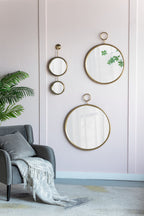 22" x 28" Circle Wall Mirror with Gold Iron Frame, Accent Mirror for Living Room, Entryway, Office - Groovy Boardz