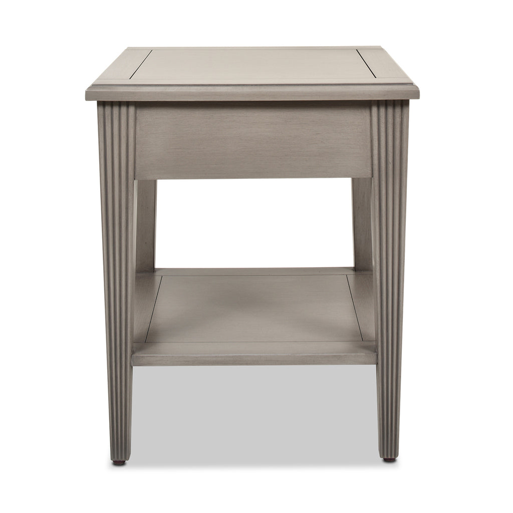 Dauphin Storage Shelf Side Table, Grey Cashmere Wood