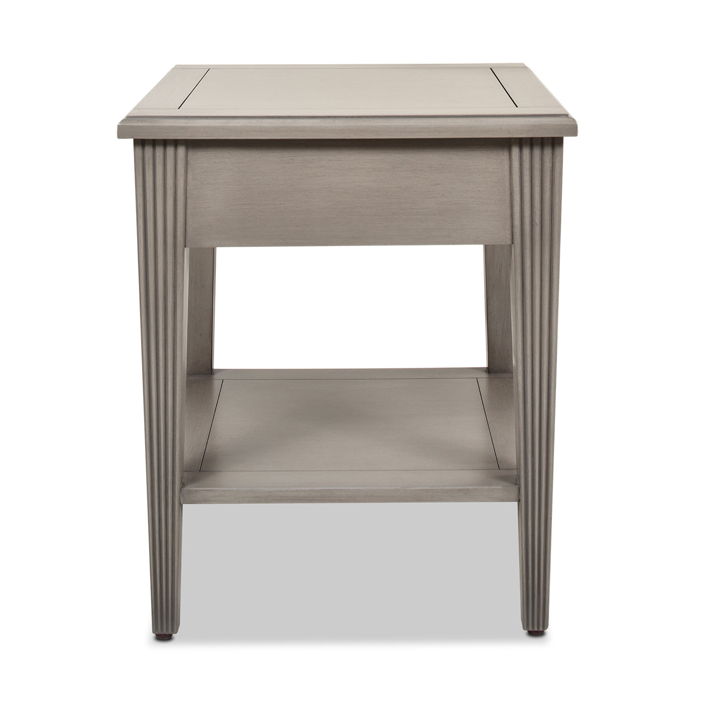 Dauphin Storage Shelf Side Table, Grey Cashmere Wood