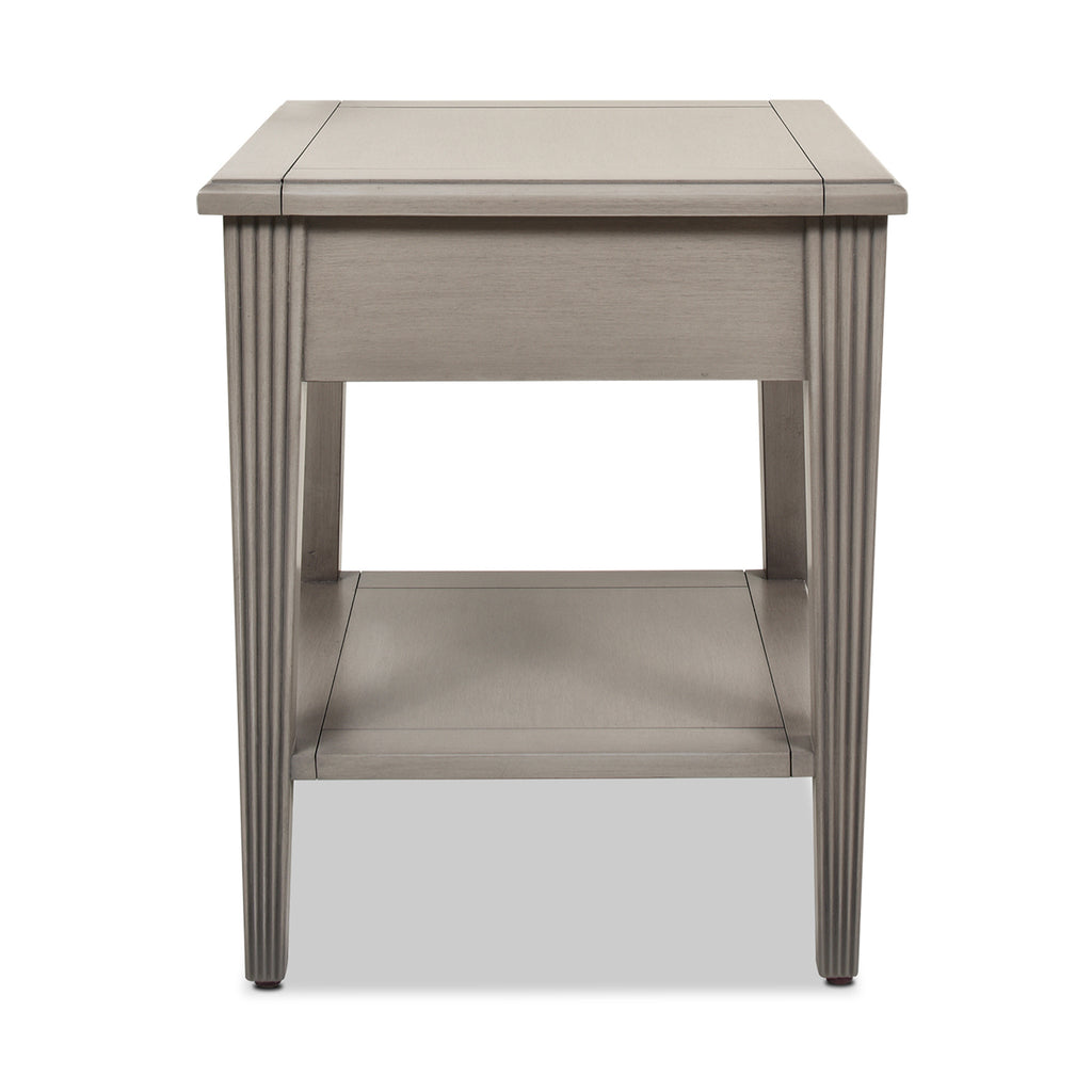 Dauphin Storage Shelf Side Table, Grey Cashmere Wood