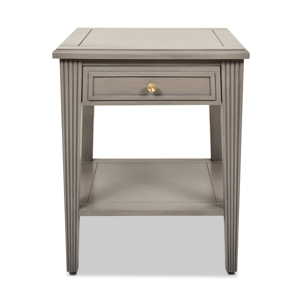 Dauphin Storage Shelf Side Table, Grey Cashmere Wood