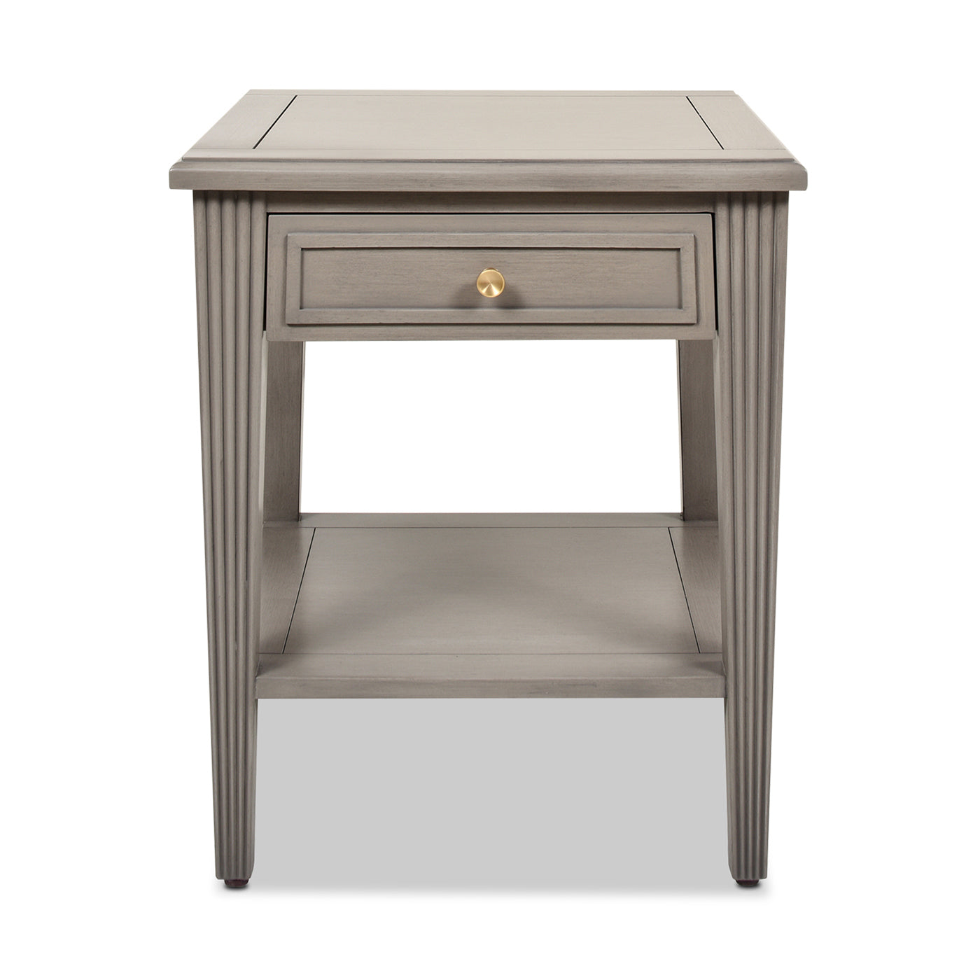Dauphin Storage Shelf Side Table, Grey Cashmere Wood