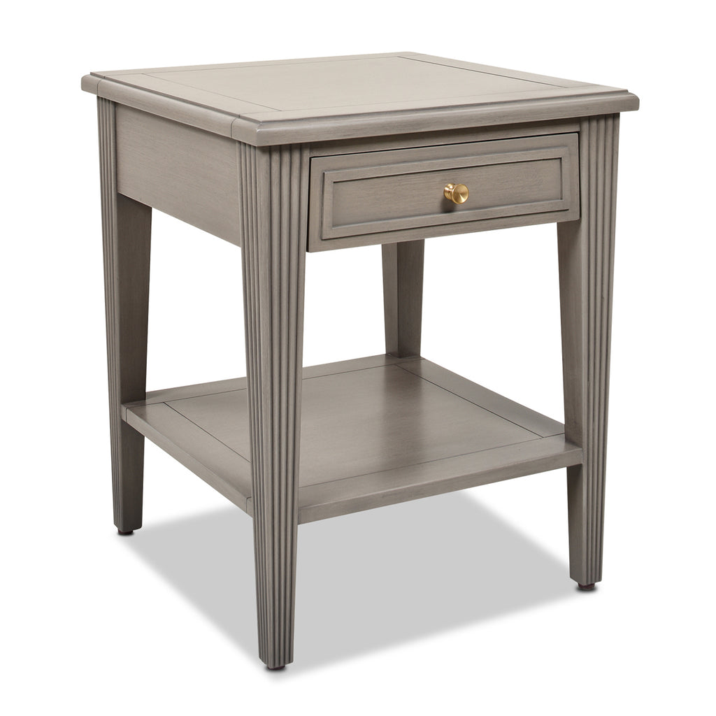 Dauphin Storage Shelf Side Table, Grey Cashmere Wood