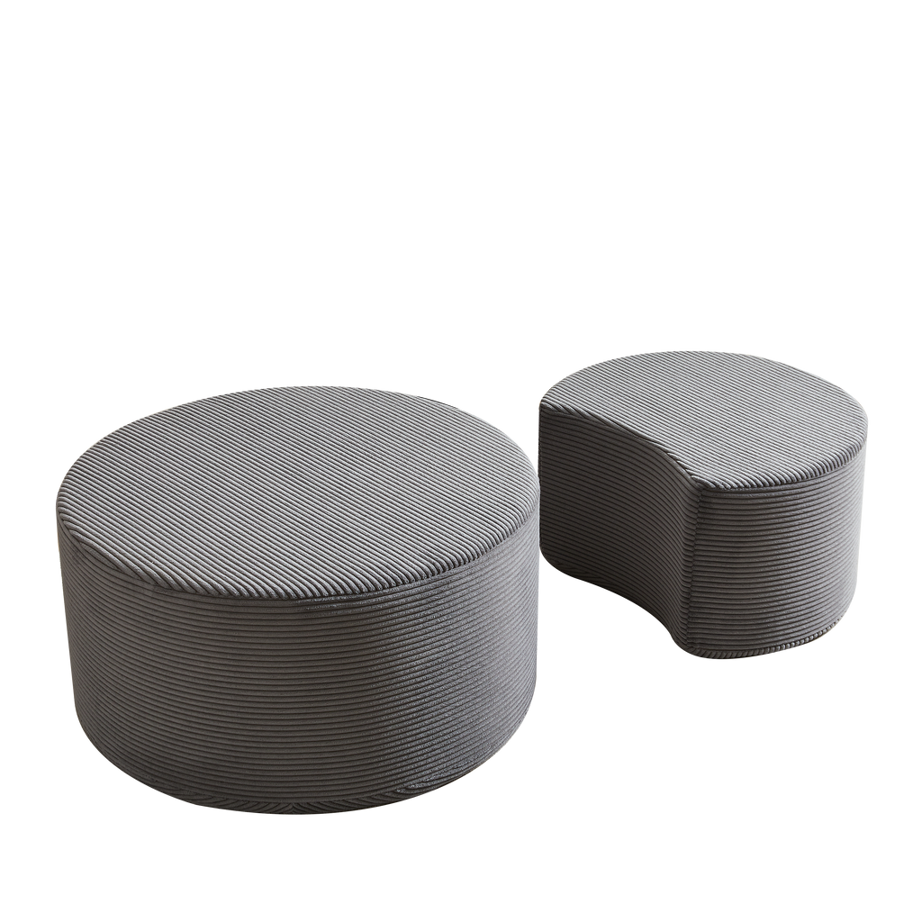 Nesting Coffee Table Set of 2,Upholstered Round Coffee Tables Set of 2 for Living Room, Modern Foam Round Coffee Table Side Table End Table Ottoman, No Assembly