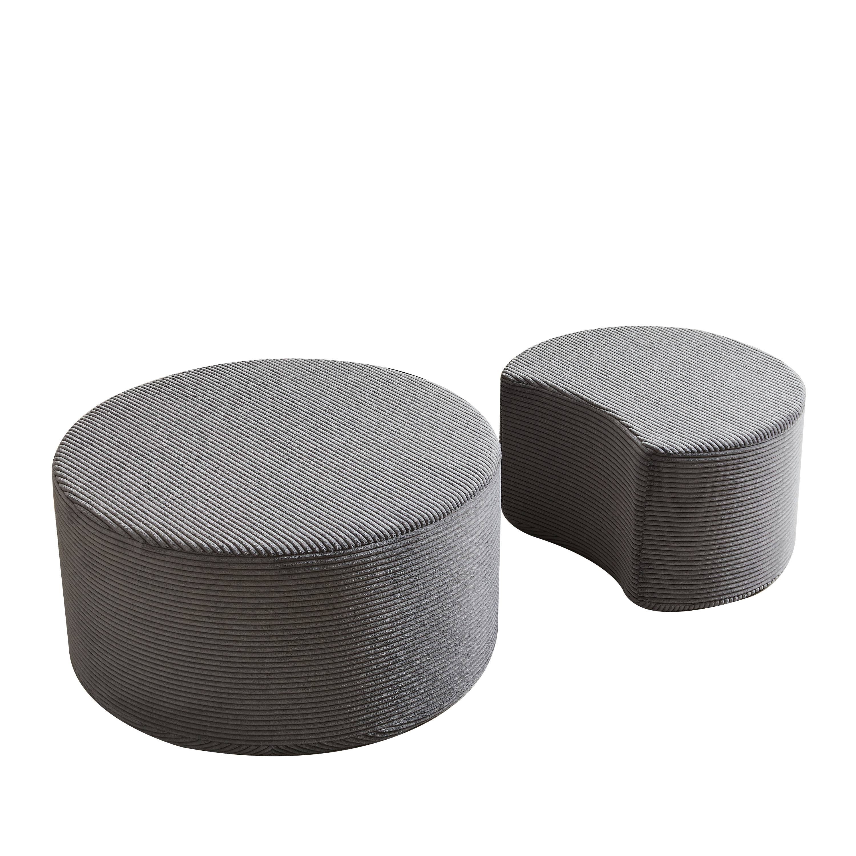 Nesting Coffee Table Set of 2,Upholstered Round Coffee Tables Set of 2 for Living Room, Modern Foam Round Coffee Table Side Table End Table Ottoman, No Assembly