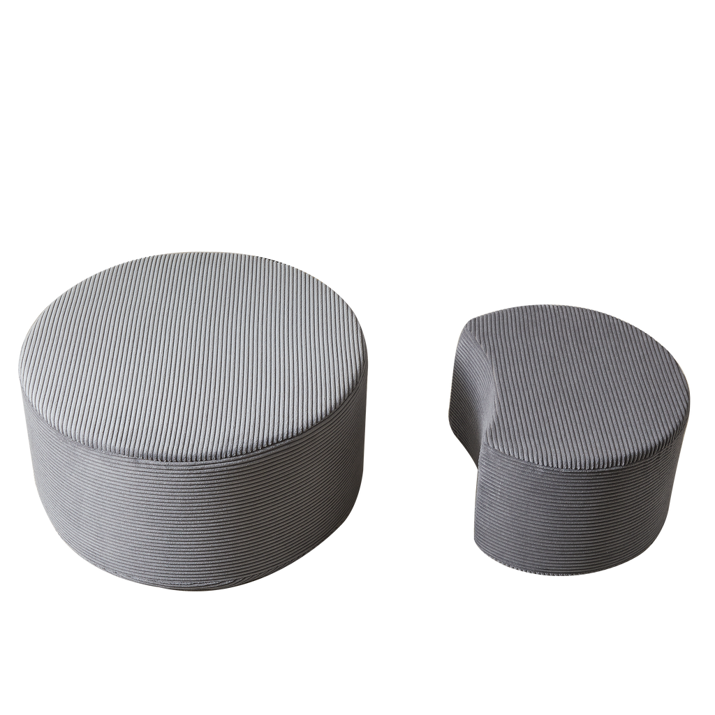 Nesting Coffee Table Set of 2,Upholstered Round Coffee Tables Set of 2 for Living Room, Modern Foam Round Coffee Table Side Table End Table Ottoman, No Assembly