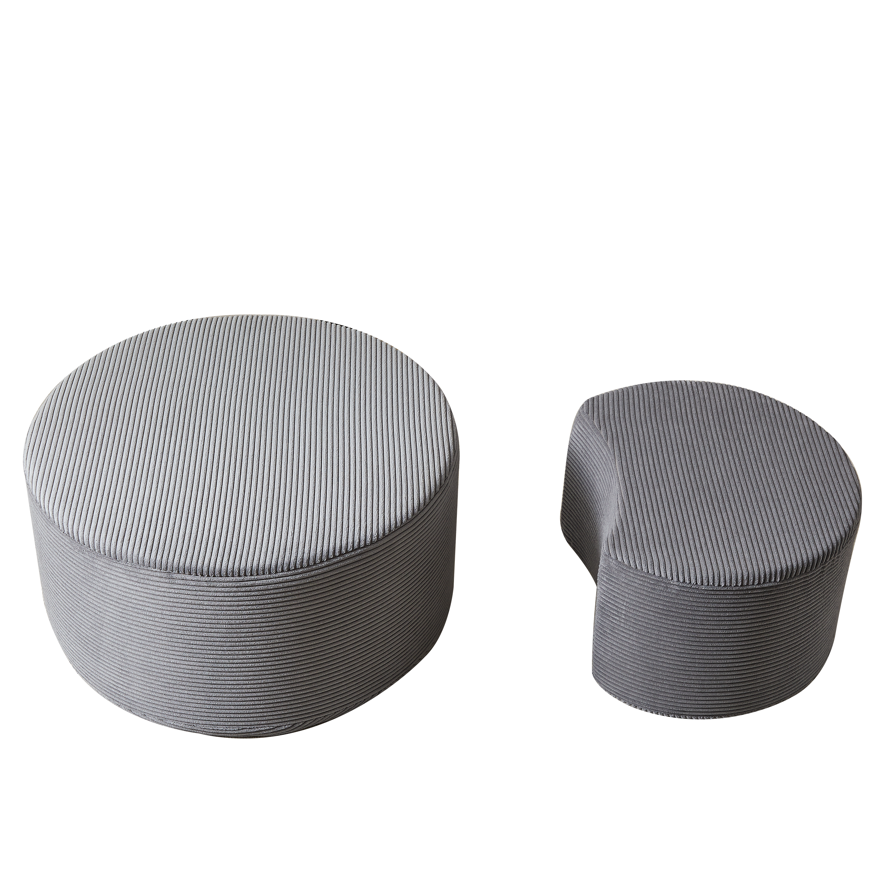 Nesting Coffee Table Set of 2,Upholstered Round Coffee Tables Set of 2 for Living Room, Modern Foam Round Coffee Table Side Table End Table Ottoman, No Assembly