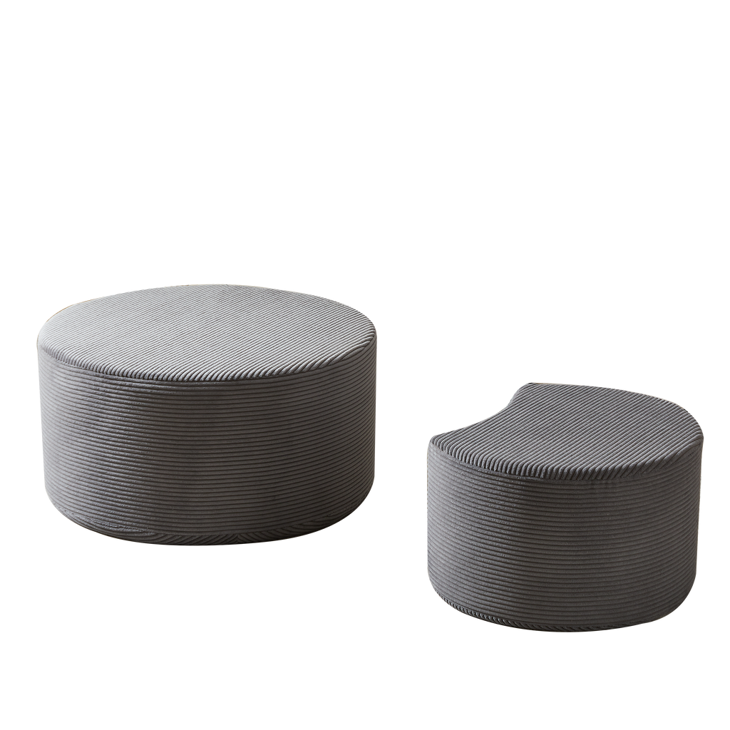 Nesting Coffee Table Set of 2,Upholstered Round Coffee Tables Set of 2 for Living Room, Modern Foam Round Coffee Table Side Table End Table Ottoman, No Assembly