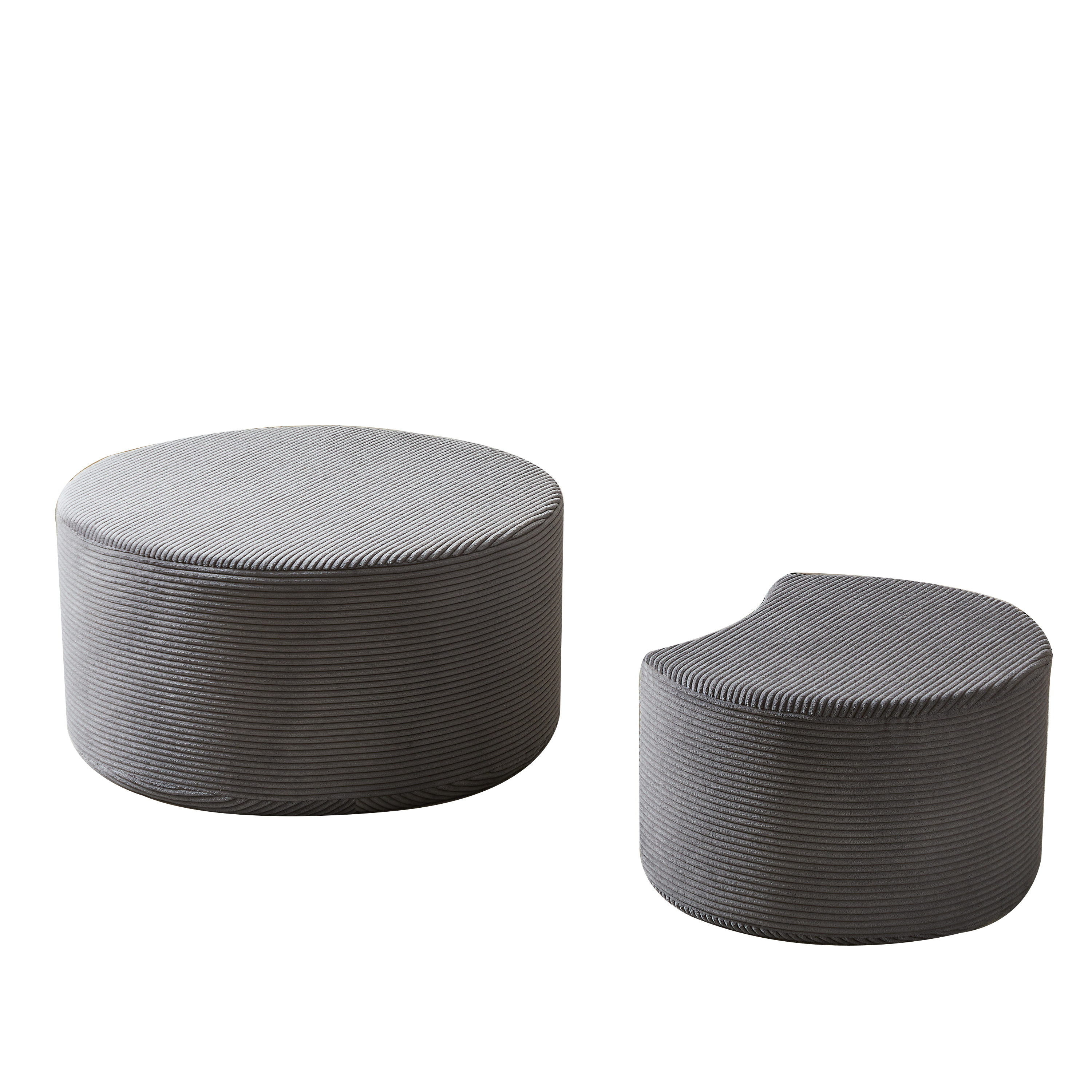 Nesting Coffee Table Set of 2,Upholstered Round Coffee Tables Set of 2 for Living Room, Modern Foam Round Coffee Table Side Table End Table Ottoman, No Assembly