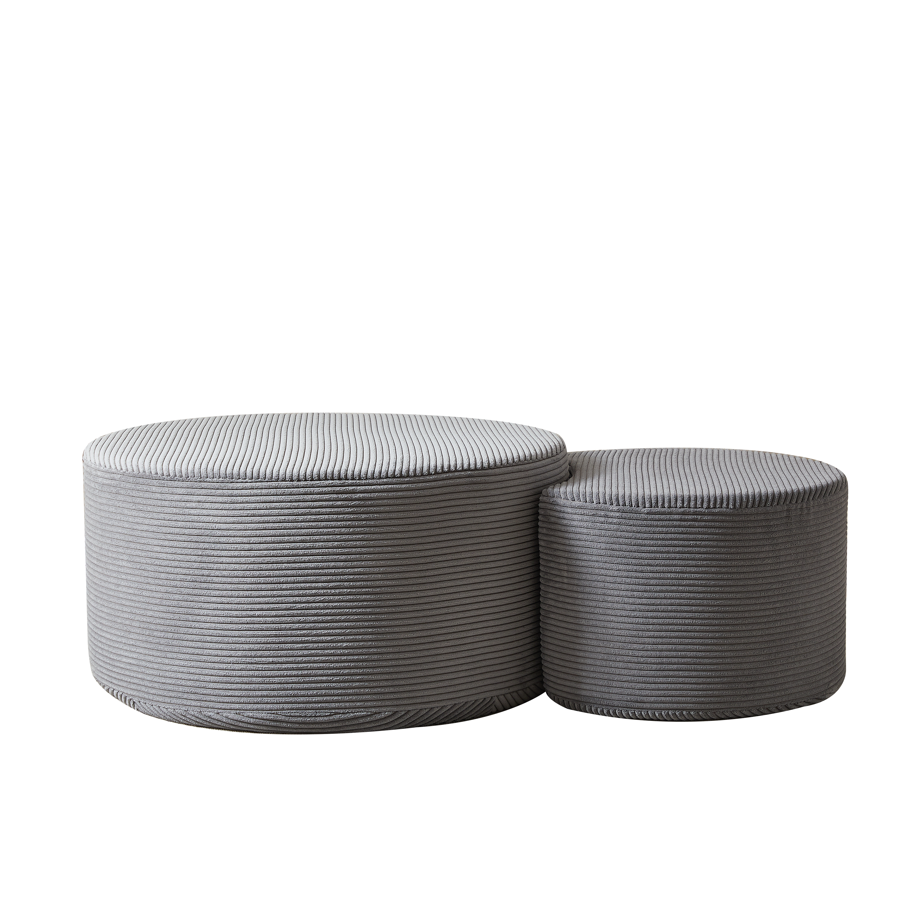 Nesting Coffee Table Set of 2,Upholstered Round Coffee Tables Set of 2 for Living Room, Modern Foam Round Coffee Table Side Table End Table Ottoman, No Assembly