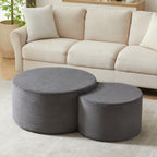 Nesting Coffee Table Set of 2,Upholstered Round Coffee Tables Set of 2 for Living Room, Modern Foam Round Coffee Table Side Table End Table Ottoman, No Assembly