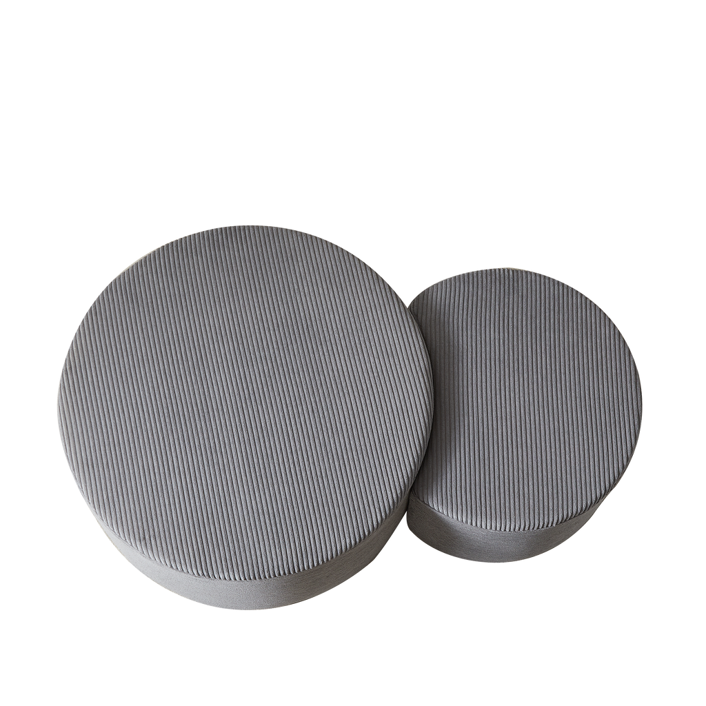 Nesting Coffee Table Set of 2,Upholstered Round Coffee Tables Set of 2 for Living Room, Modern Foam Round Coffee Table Side Table End Table Ottoman, No Assembly