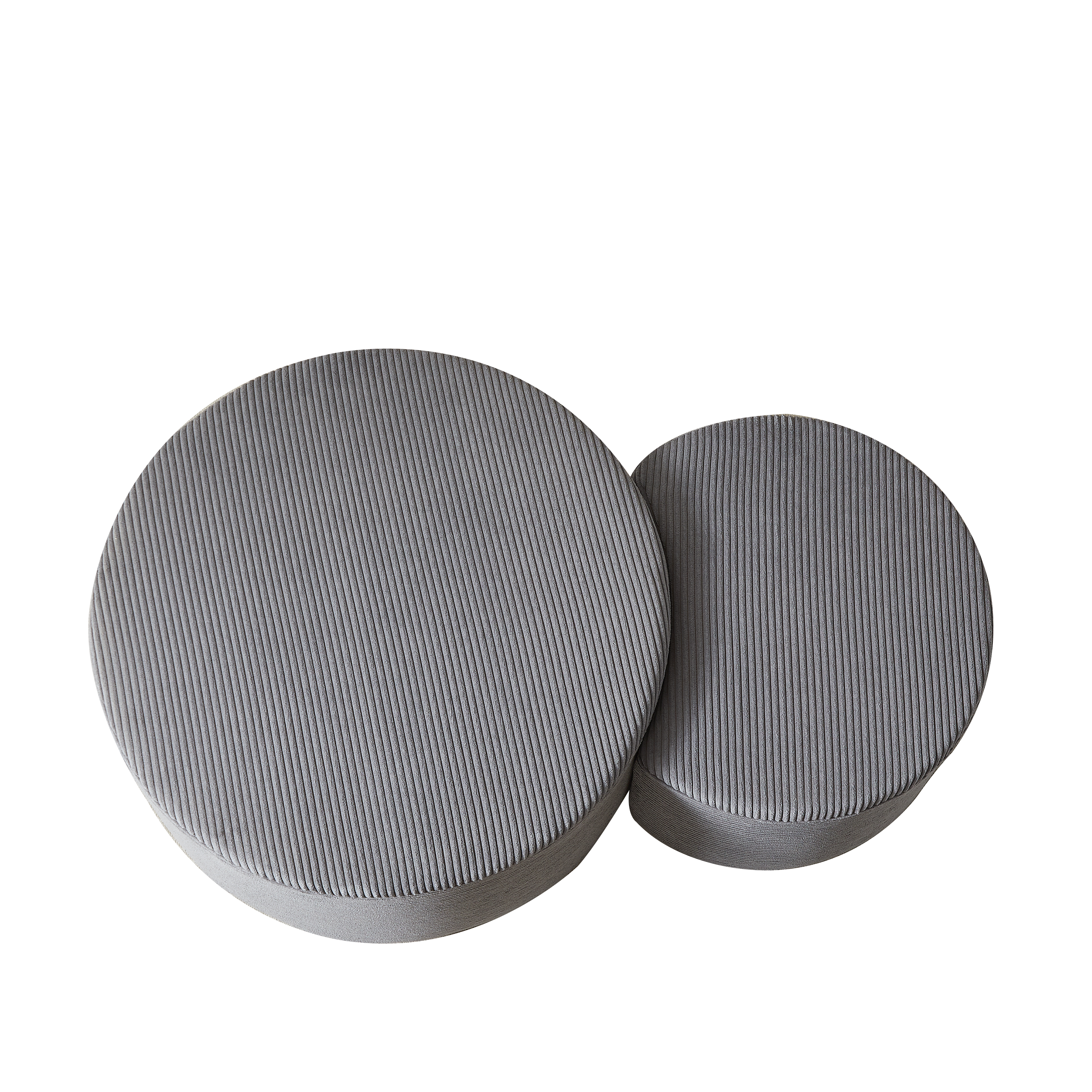 Nesting Coffee Table Set of 2,Upholstered Round Coffee Tables Set of 2 for Living Room, Modern Foam Round Coffee Table Side Table End Table Ottoman, No Assembly