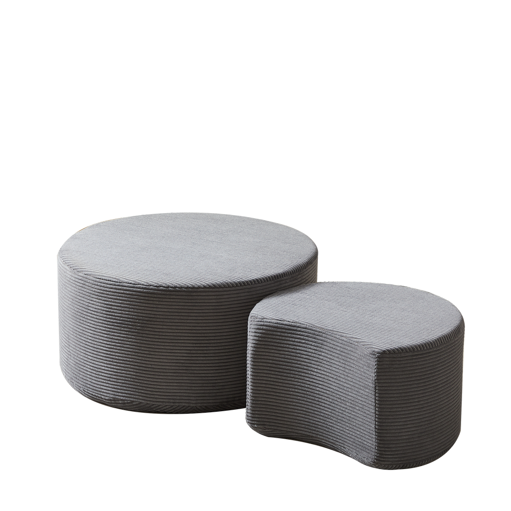 Nesting Coffee Table Set of 2,Upholstered Round Coffee Tables Set of 2 for Living Room, Modern Foam Round Coffee Table Side Table End Table Ottoman, No Assembly