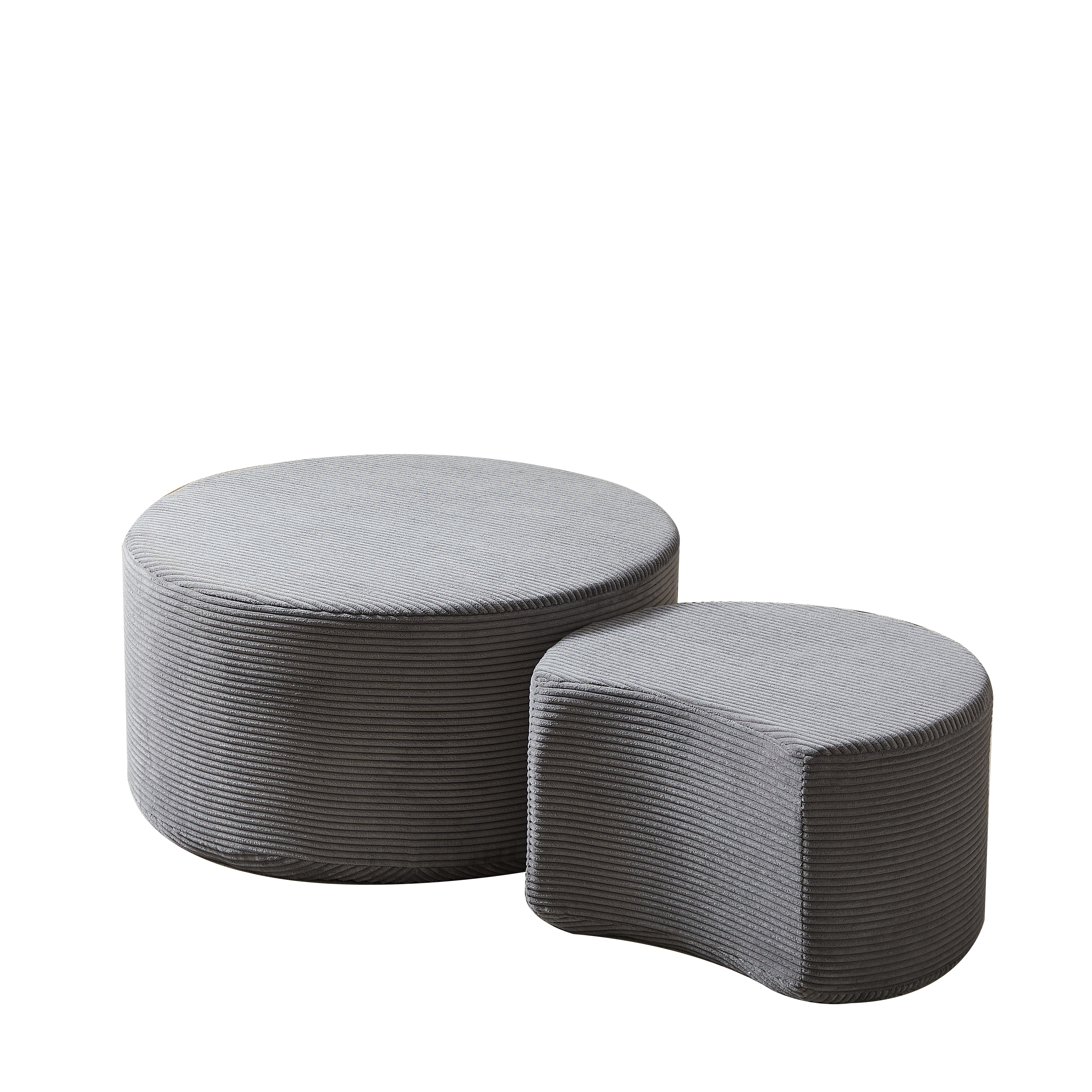 Nesting Coffee Table Set of 2,Upholstered Round Coffee Tables Set of 2 for Living Room, Modern Foam Round Coffee Table Side Table End Table Ottoman, No Assembly