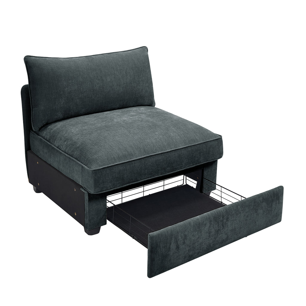 Armless sofa Velvet-Grey