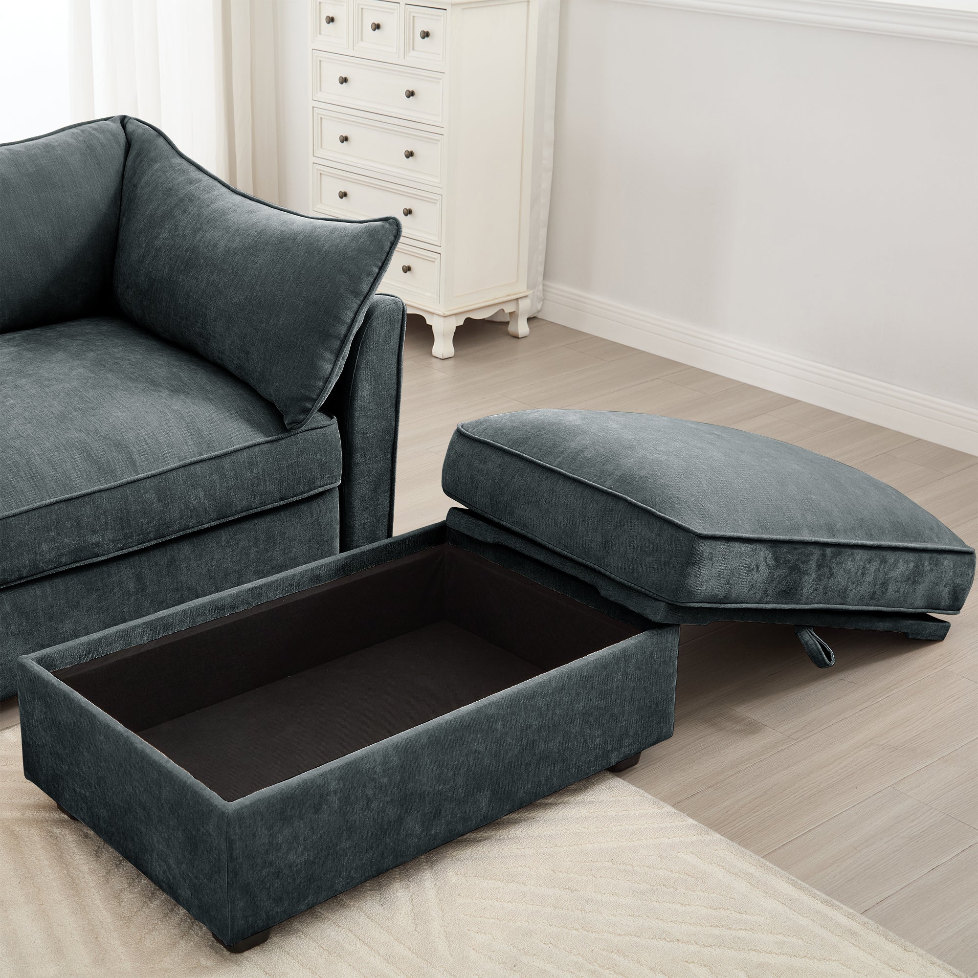 Armless sofa Velvet-Grey
