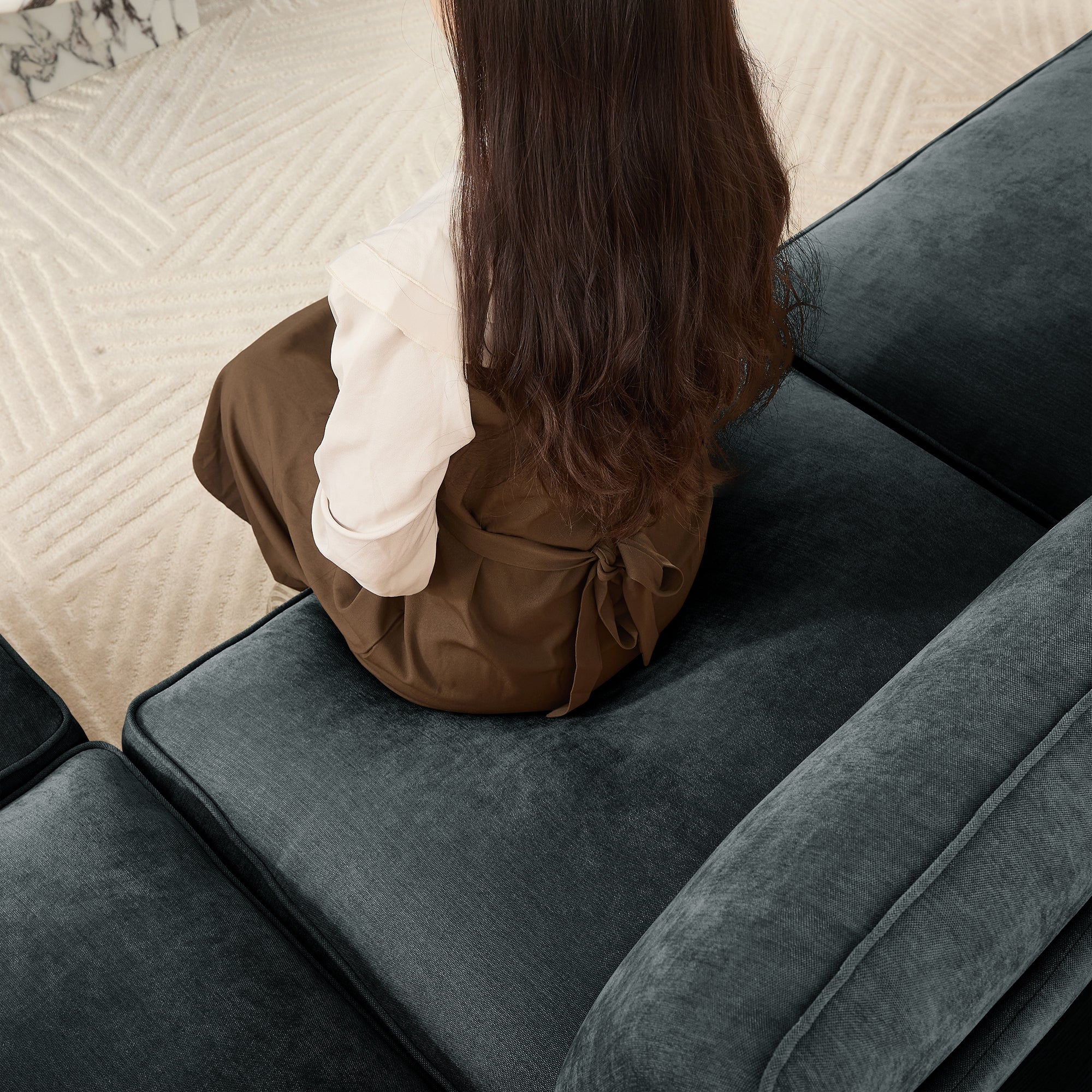 Armless sofa Velvet-Grey