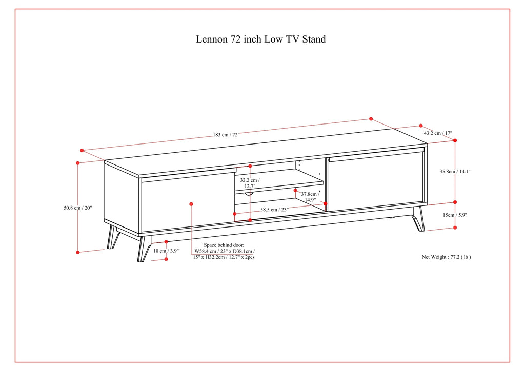 Lennon 72 inch Low TV Stand