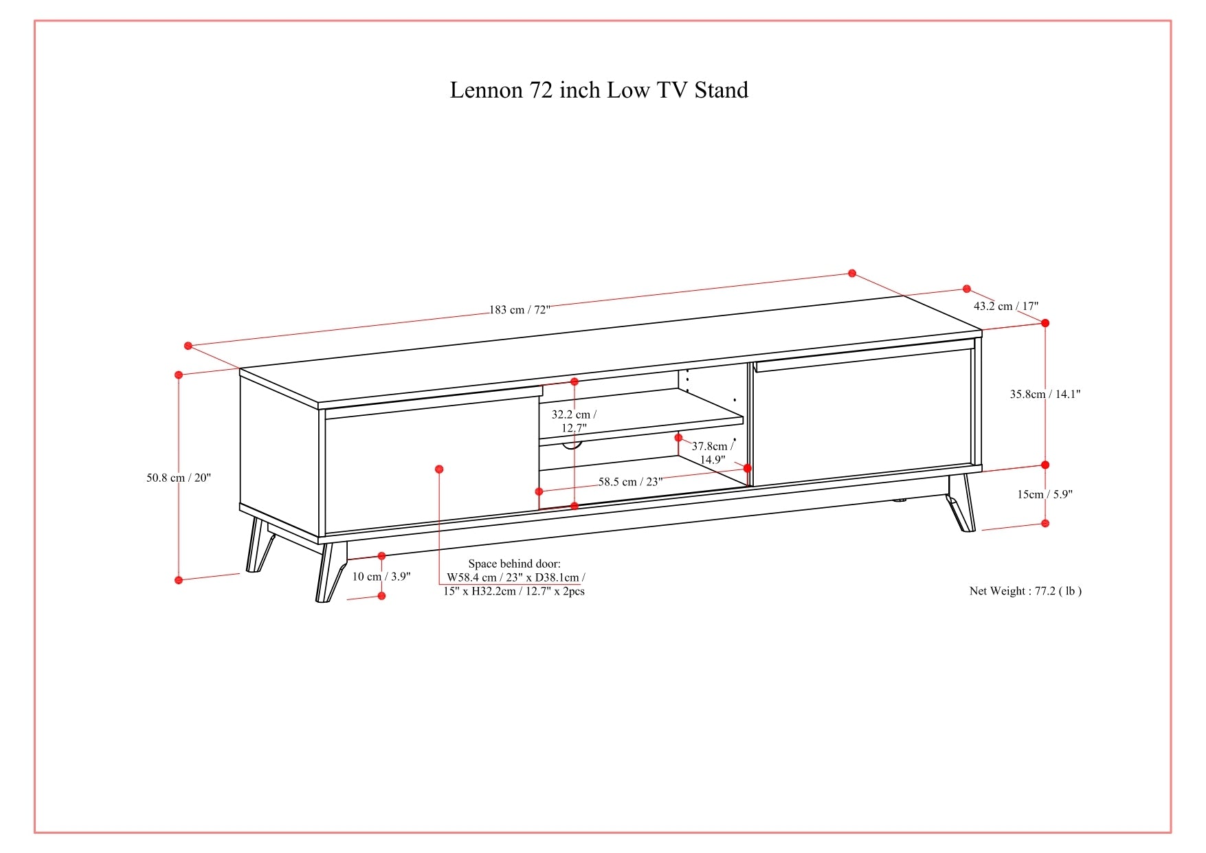 Lennon 72 inch Low TV Stand