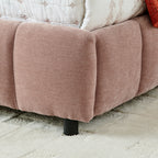 Modern King Size Upholstered Bed with Headboard and Storage Drawer in Pink Chenille Fabric