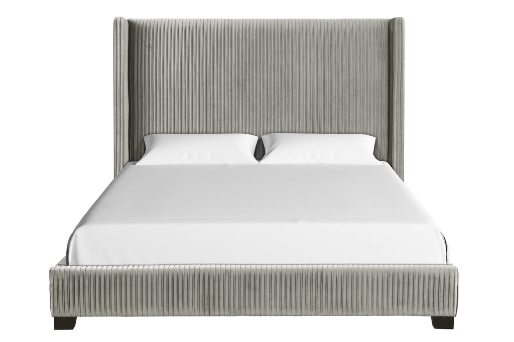 King Upholstered Bed in a Box Light Gray