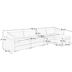 L-Shaped 4 Seater Sectional Sofa Couch,4-seat Sofa with 1 Movable Ottoman, Crescent-shaped Armrests And Wraparound Back & Armrest Cushions, ,Chenille Green