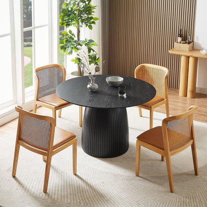 Lamod Round Wood Slatted Dining Table