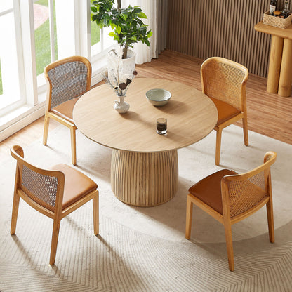 Lamod Round Wood Slatted Dining Table