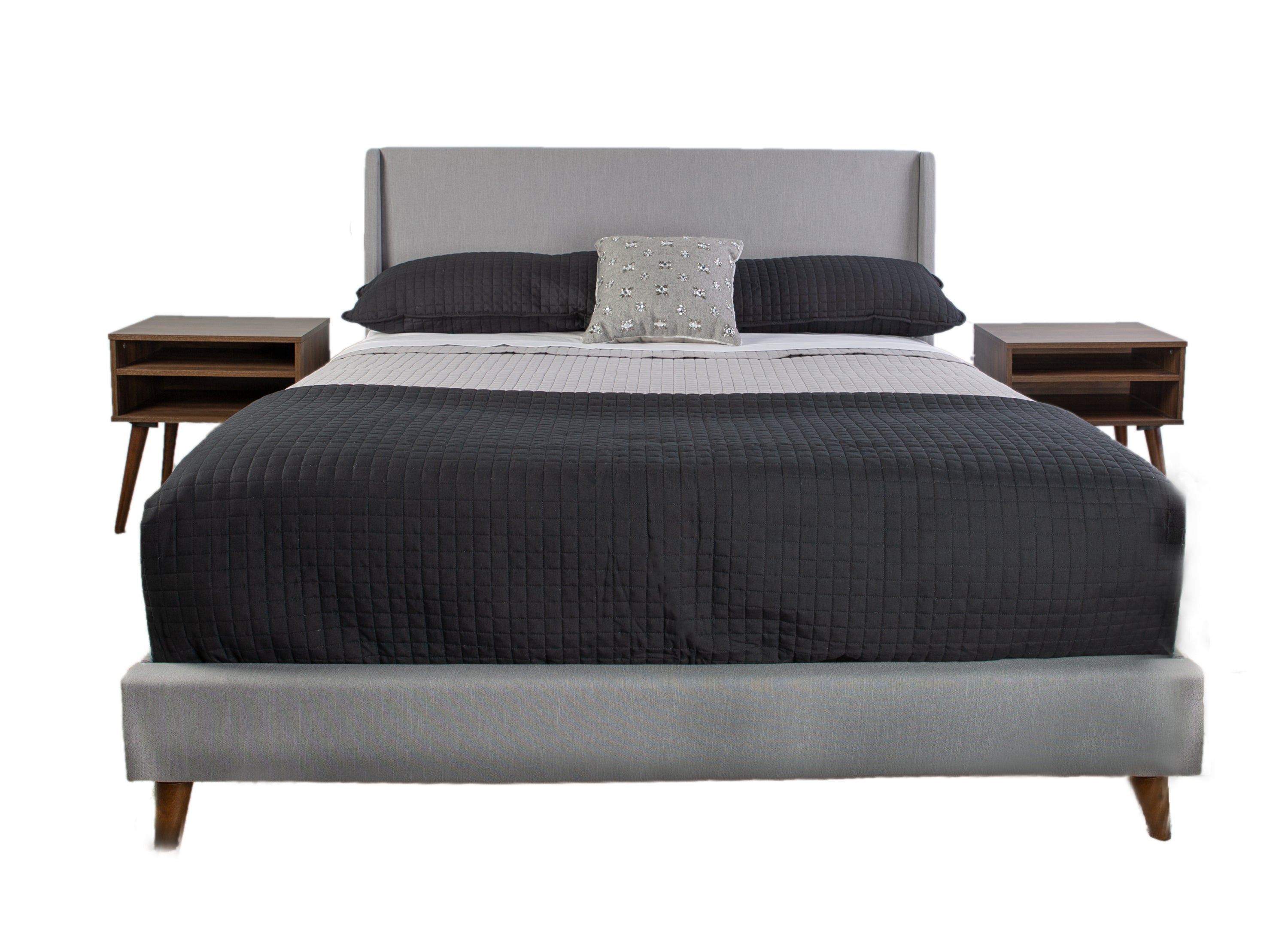 King Upholstered Bed With 2 Nightstands