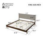Modern King Bed Frame Set with 2 Nightstands, Light Gray Wood Platform Bed with Headboard and Matching Bedside Tables for Bedroom Bedroom Set