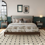 Modern King Bed Frame Set with 2 Nightstands, Light Gray Wood Platform Bed with Headboard and Matching Bedside Tables for Bedroom Bedroom Set