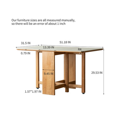 Natural Solid Oak Legs Extending Dining Table Rock Slab Top Extending Dining Table for 4-6 People Solid Wood Dining Table (Light Color)