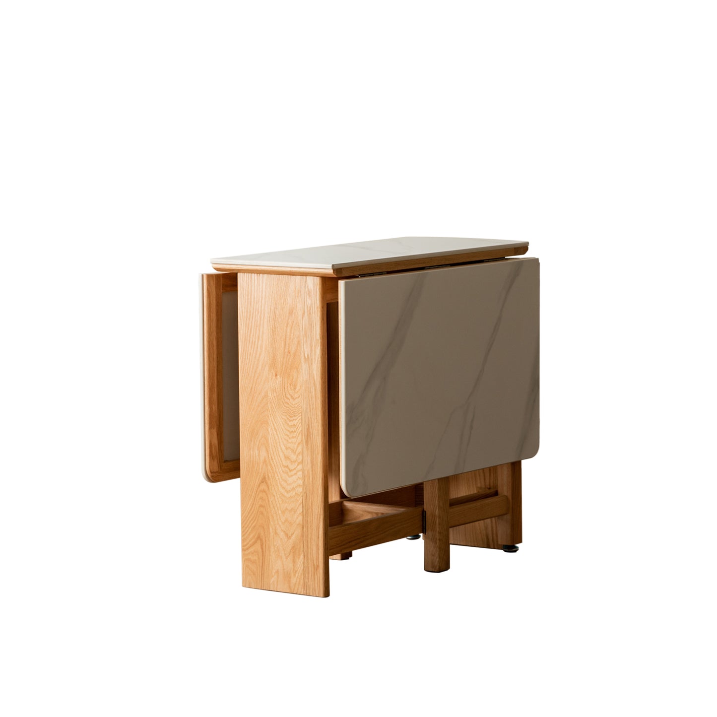 Natural Solid Oak Legs Extending Dining Table Rock Slab Top Extending Dining Table for 4-6 People Solid Wood Dining Table (Light Color)