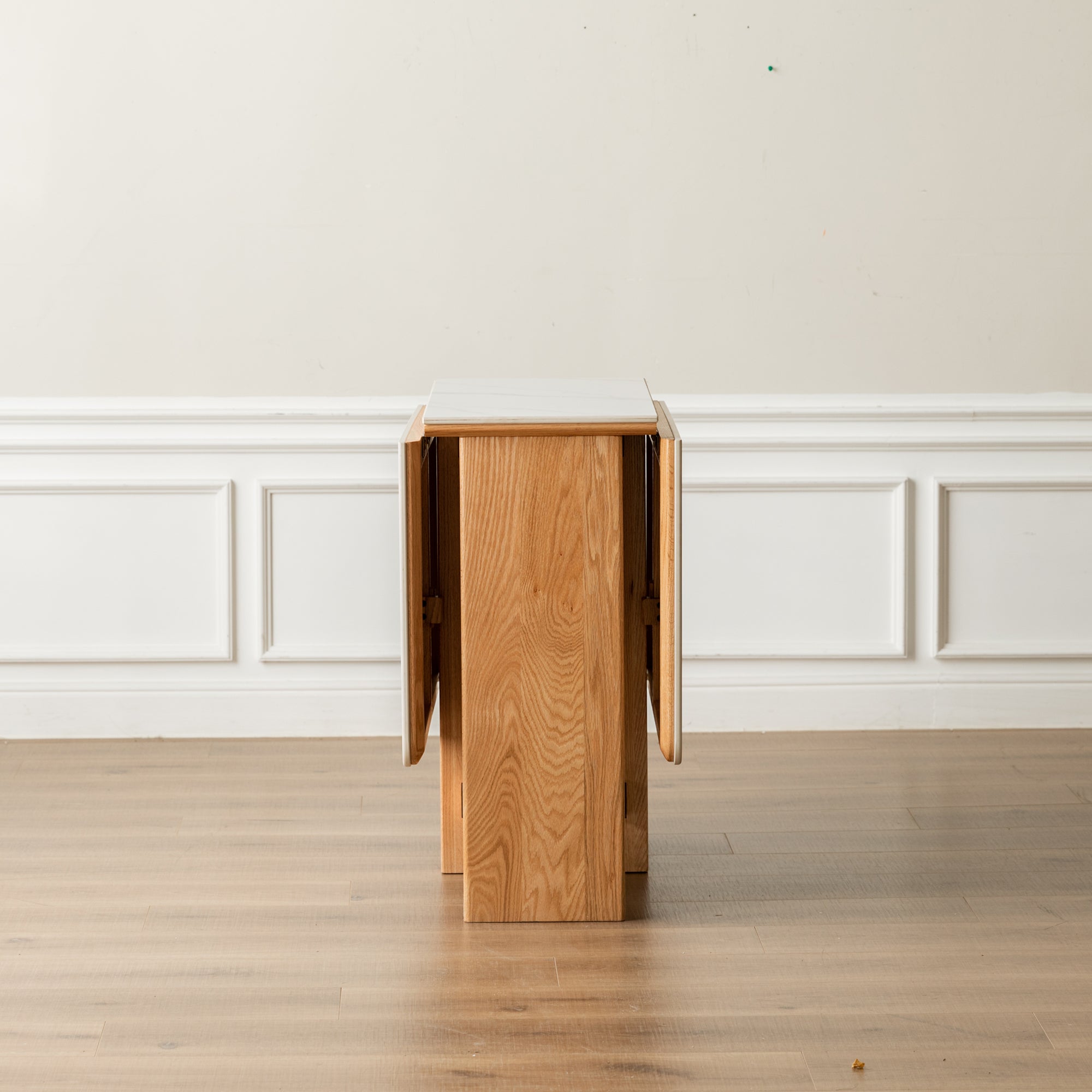 Natural Solid Oak Legs Extending Dining Table Rock Slab Top Extending Dining Table for 4-6 People Solid Wood Dining Table (Light Color)