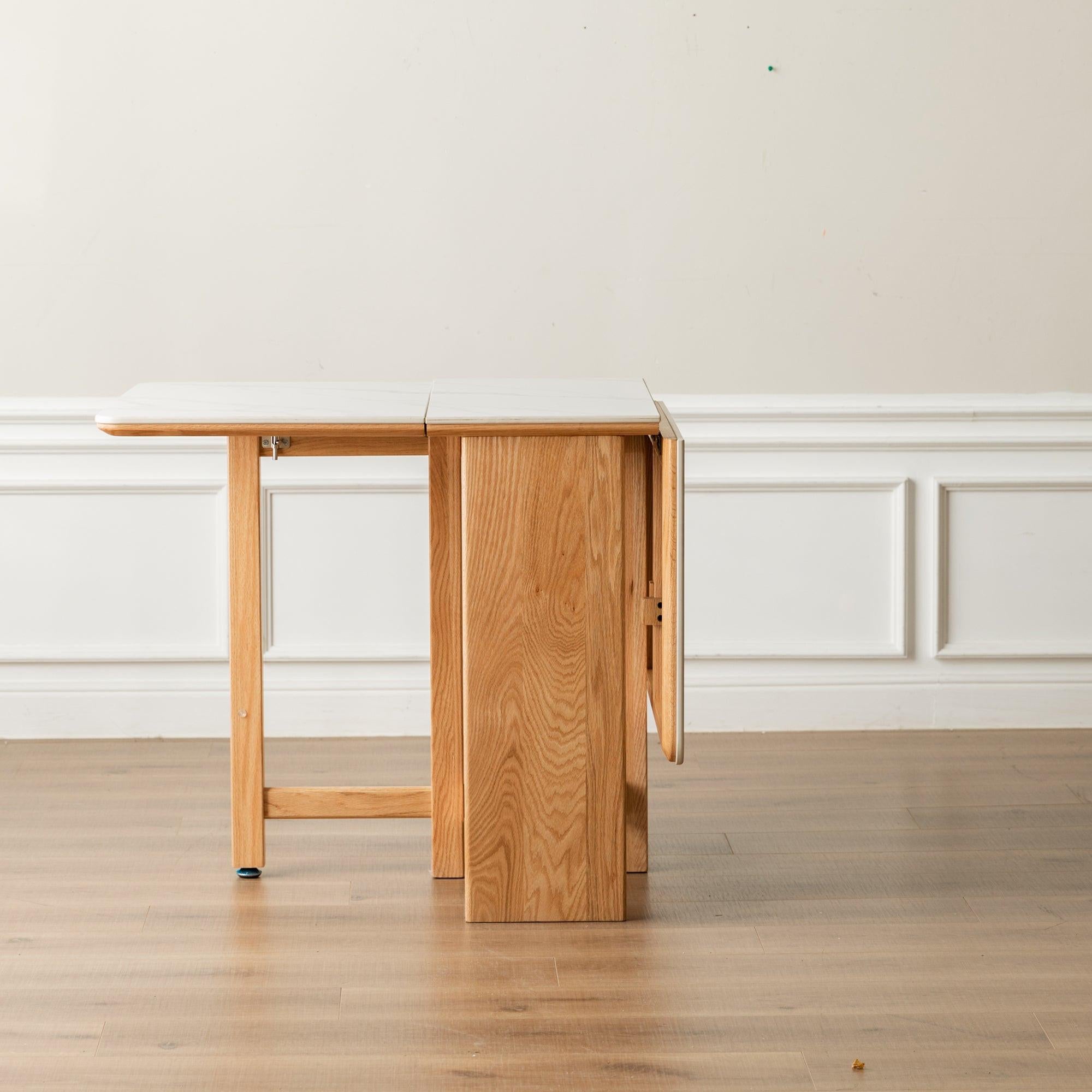 Elegant Light Oak Solid Wood Extending Dining Table.