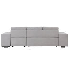 104.5 Pull Out Sleeper Sofa Reversible L-Shape 3 Seat Sectional Couch with Storage Chaise and 2 Stools for Living Room Furniture Set,Gray